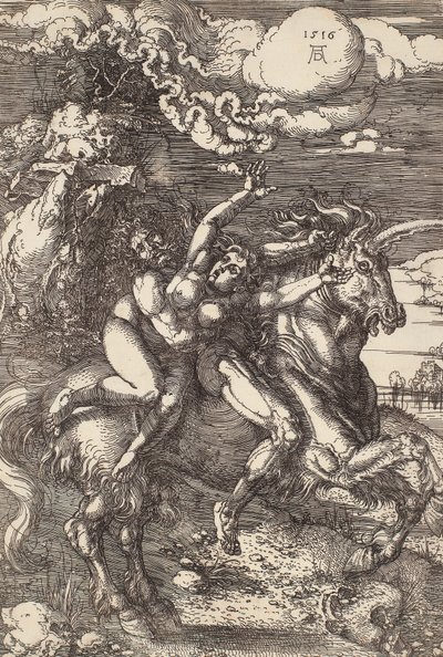 Ontvoering van Proserpina op een eenhoorn door Albrecht Dürer